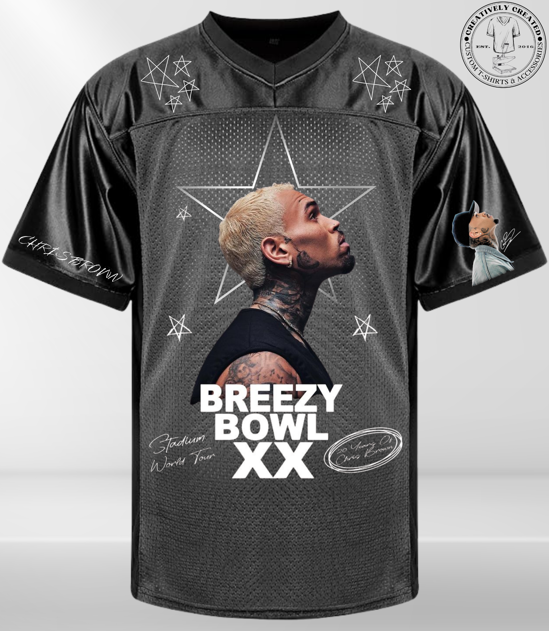 Breezy Bowl XX Chris Brown Fan Jersey  Limited Edition Tour Tribute   Creatively Created
