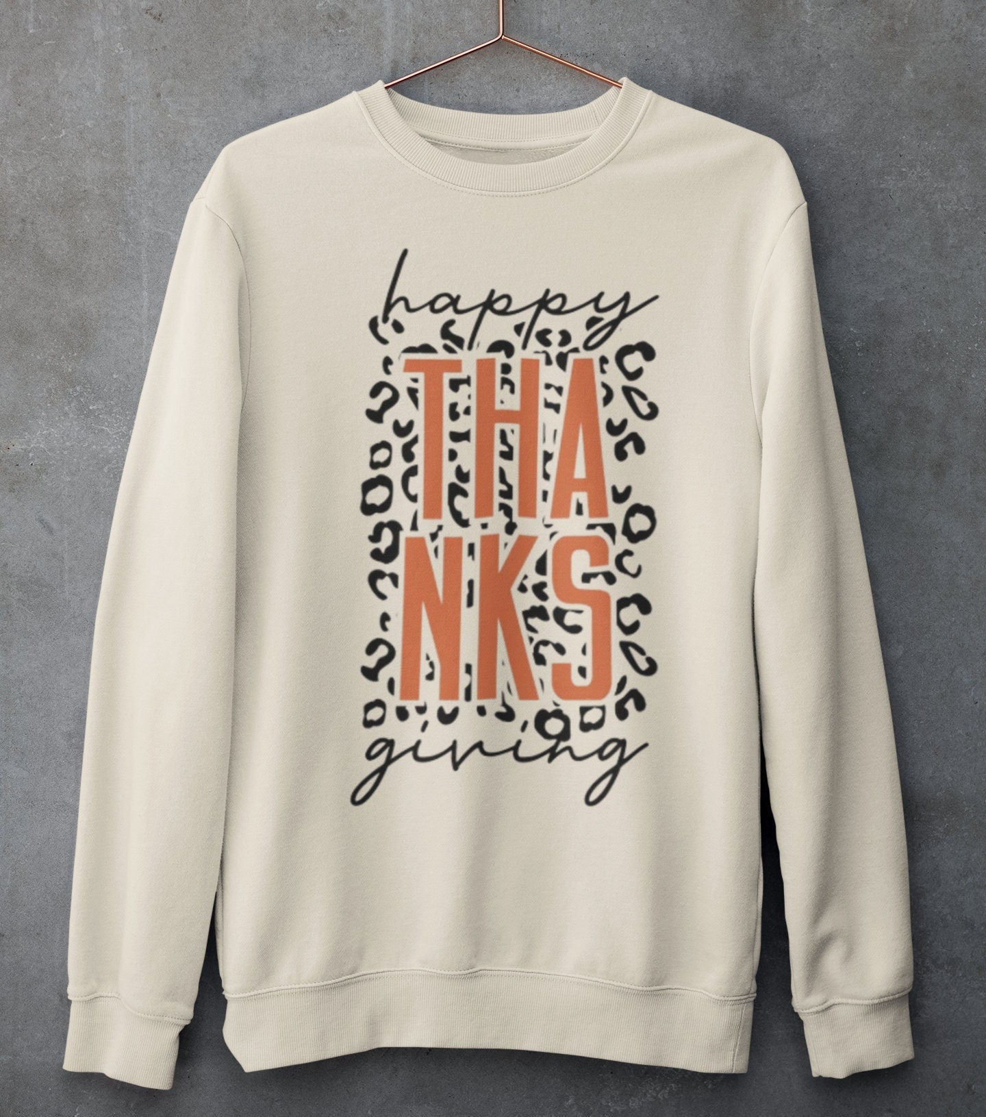 Happy Thanksgiving Leopard Print Sweatshirt - Unisex Sizes