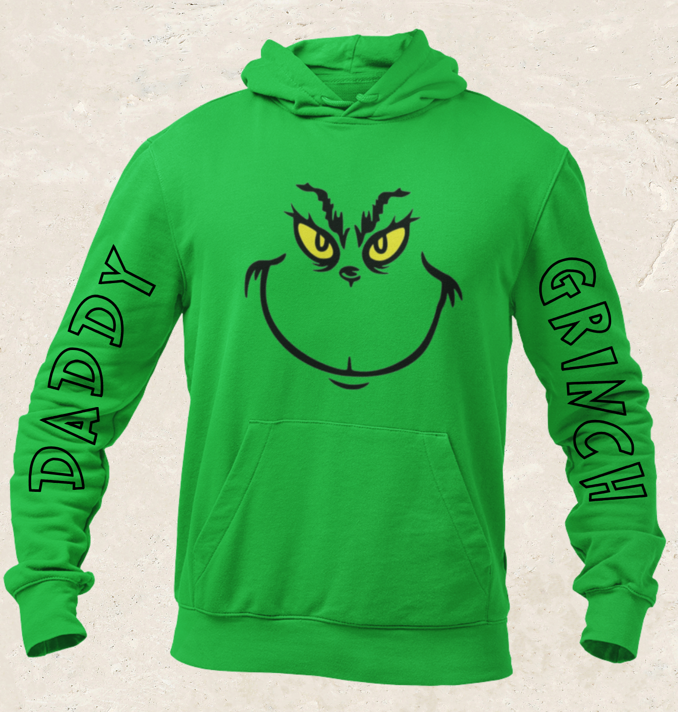 Custom Family Grinch Hoodies – Matching Christmas Hoodies – Personalized Name Sleeves – Holiday Family Outfit – Green Grinch Sweatshirt