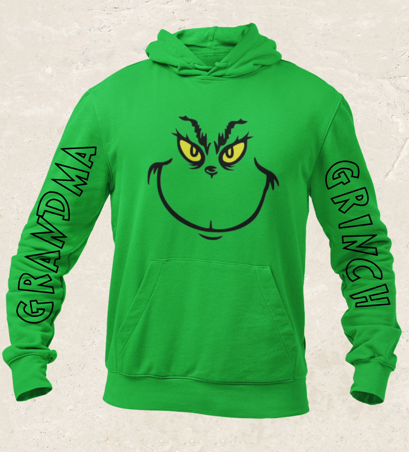 Custom Family Grinch Hoodies – Matching Christmas Hoodies – Personalized Name Sleeves – Holiday Family Outfit – Green Grinch Sweatshirt