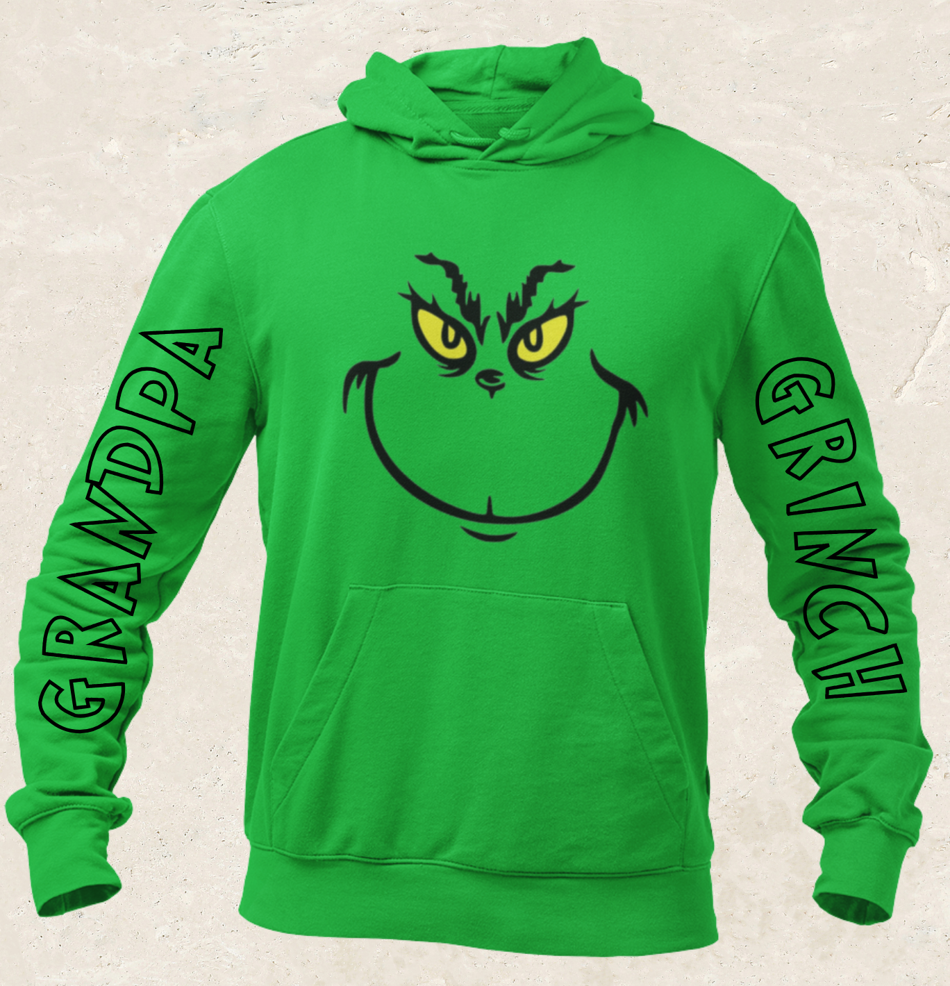 Custom Family Grinch Hoodies – Matching Christmas Hoodies – Personalized Name Sleeves – Holiday Family Outfit – Green Grinch Sweatshirt