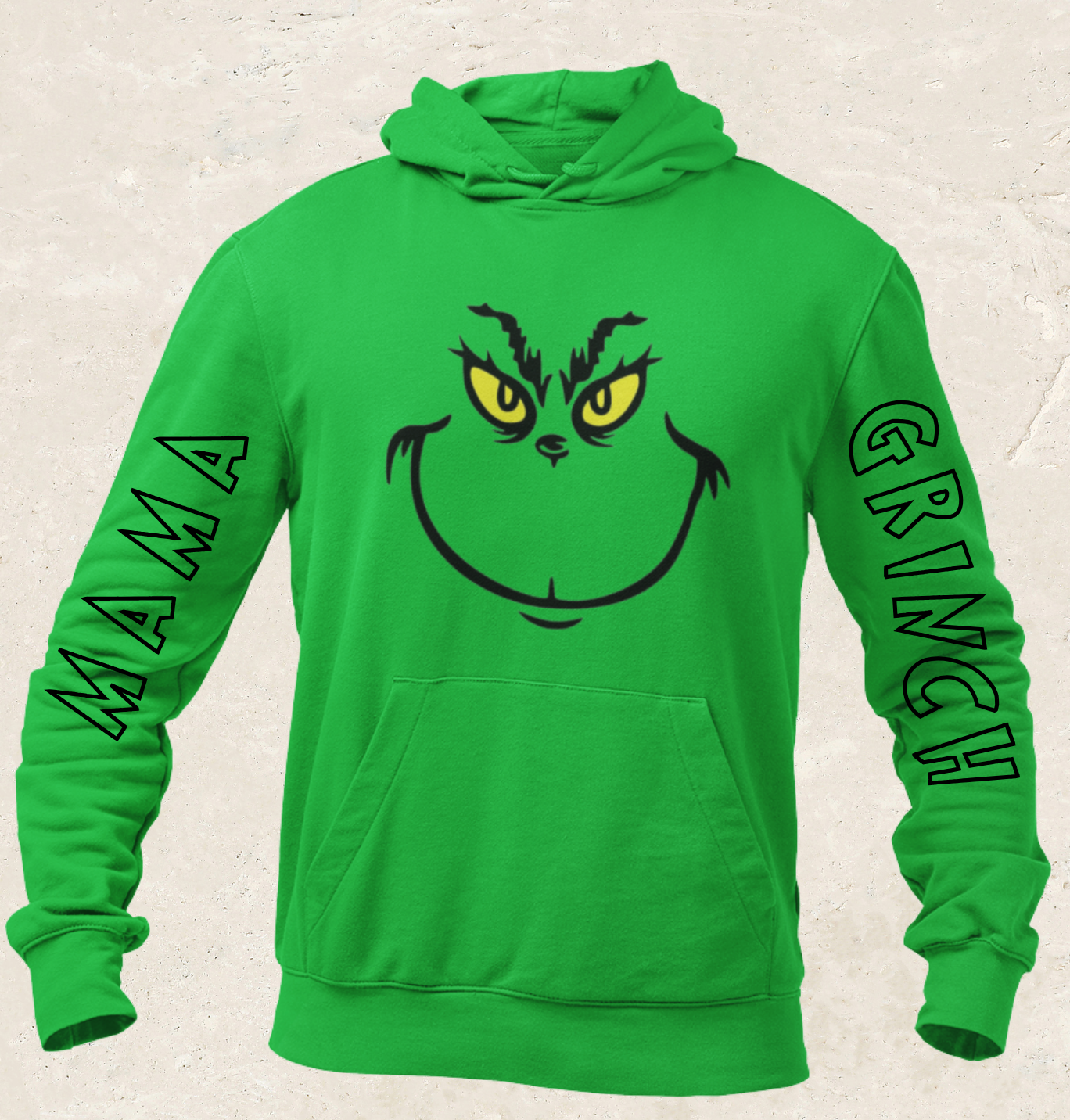 Custom Family Grinch Hoodies – Matching Christmas Hoodies – Personalized Name Sleeves – Holiday Family Outfit – Green Grinch Sweatshirt