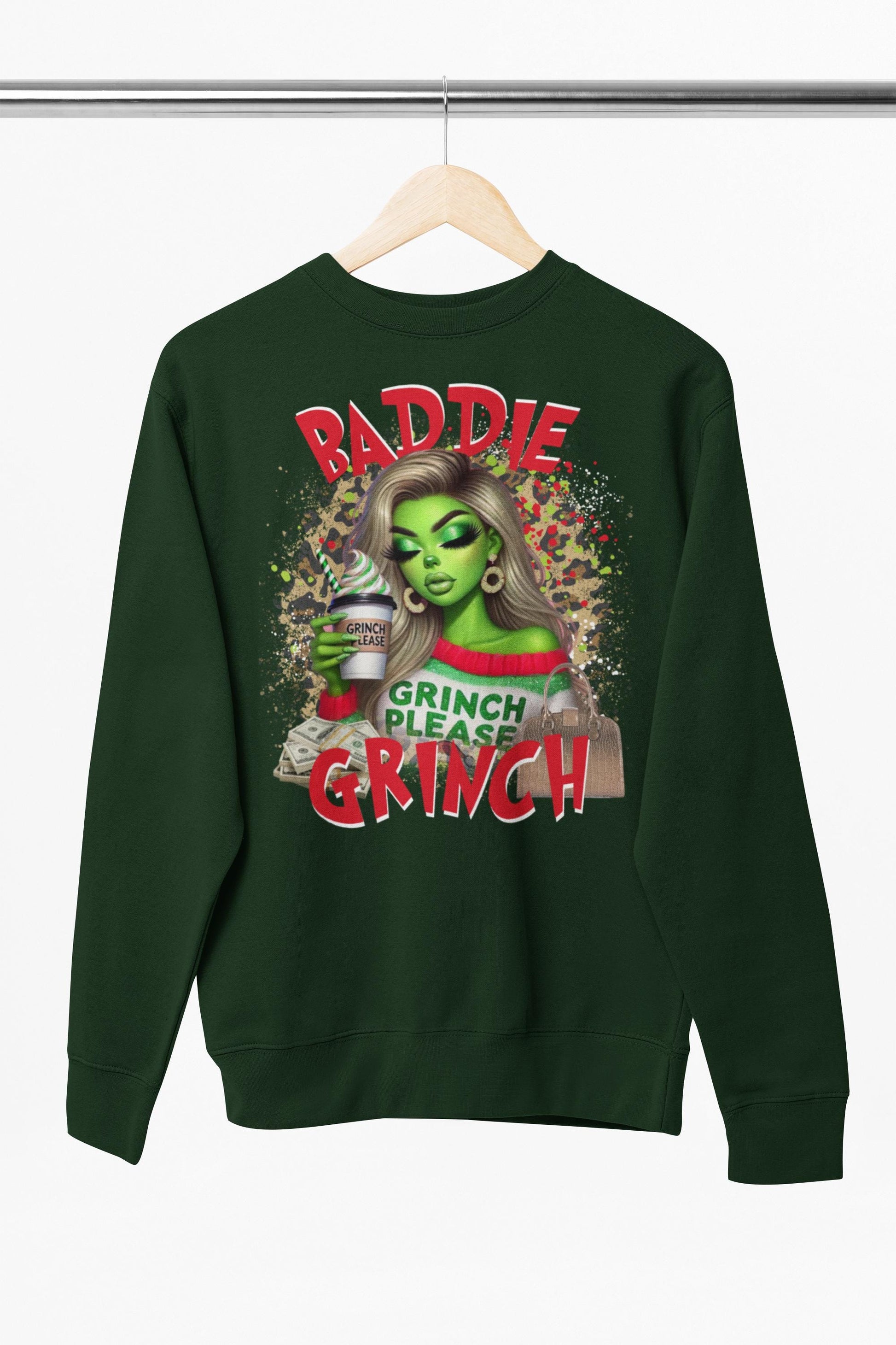 Baddie Grinch Sweatshirt – “Grinch Please” Holiday Crewneck