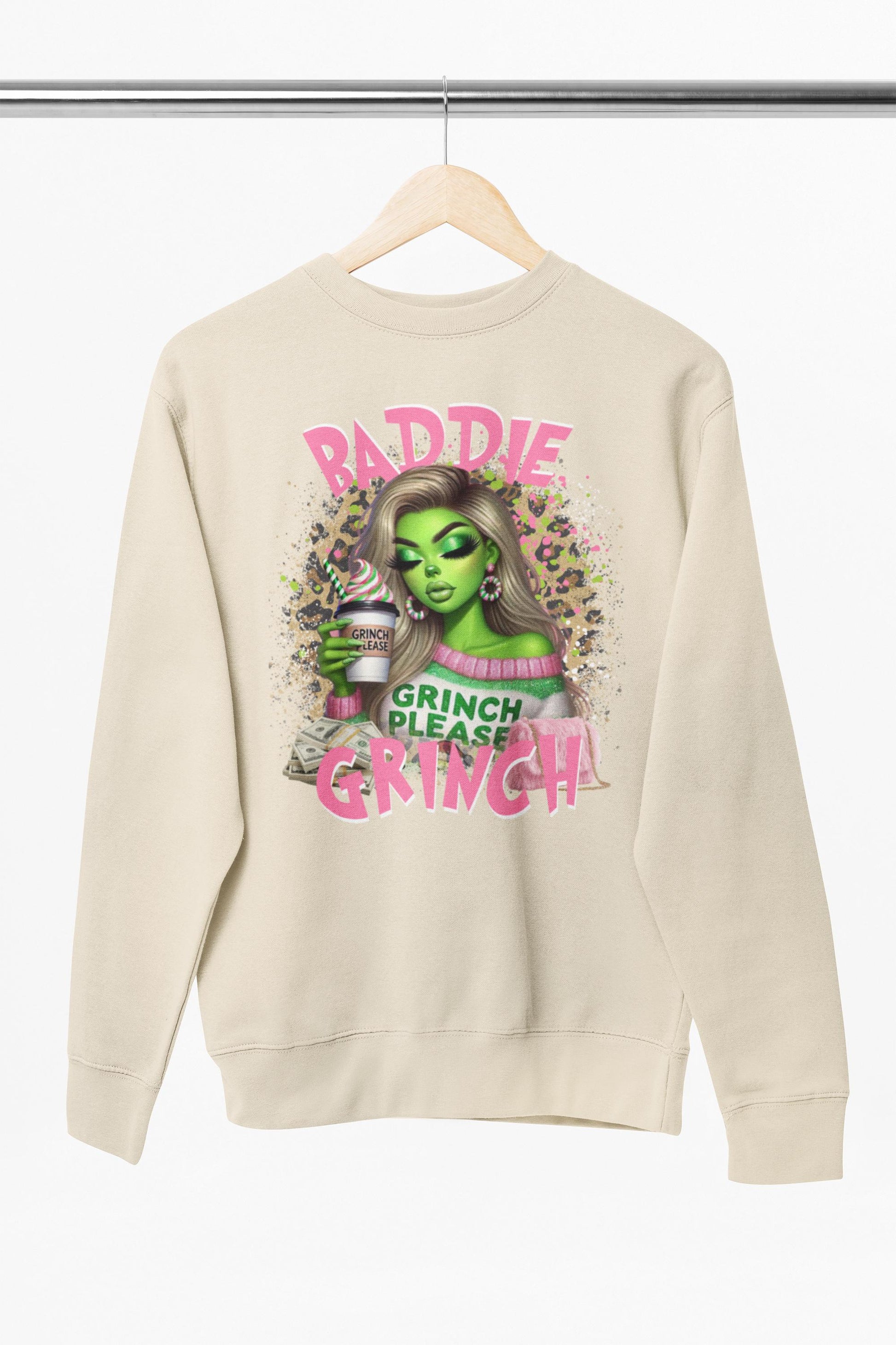 Baddie Grinch Sweatshirt – “Grinch Please” Holiday Crewneck