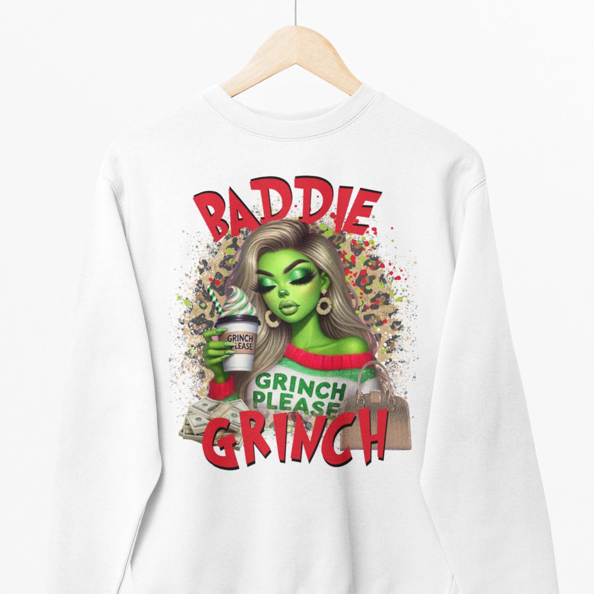 Baddie Grinch Sweatshirt – “Grinch Please” Holiday Crewneck