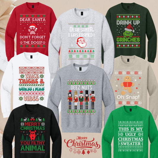 Holiday Ugly Sweatshirt Collection | Christmas Fleece | Party Sweatshirt